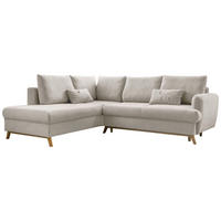 ECKSOFA in Chenille Beige  - Beige/Naturfarben, Holz/Textil (202/242cm) - MID.YOU