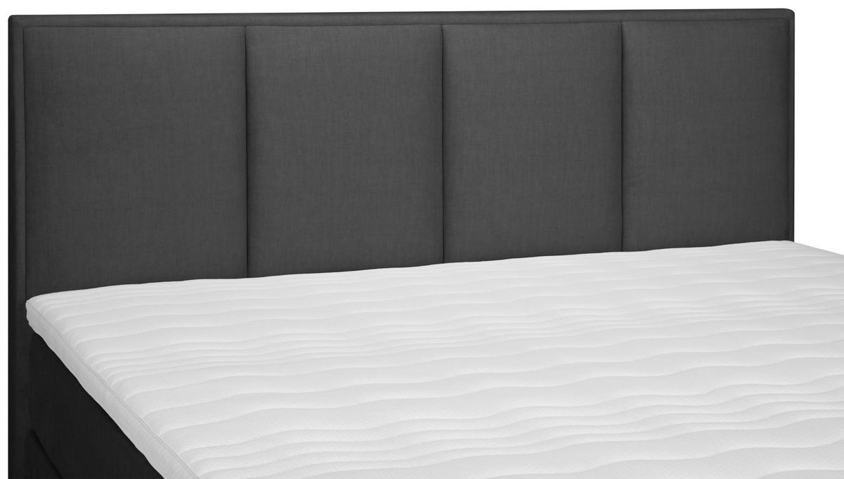 BOXSPRINGBETT 180/200 cm  in Dunkelgrau  - Dunkelgrau/Alufarben, MODERN, Textil (180/200cm) - MID.YOU