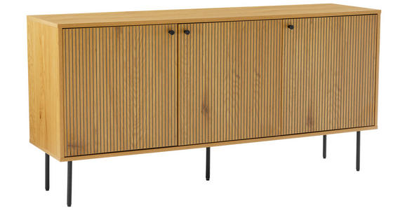 SIDEBOARD Schwarz, Eichefarben Einlegeboden  - Eichefarben/Schwarz, Design, Holzwerkstoff/Metall (150/75/40cm) - Carryhome