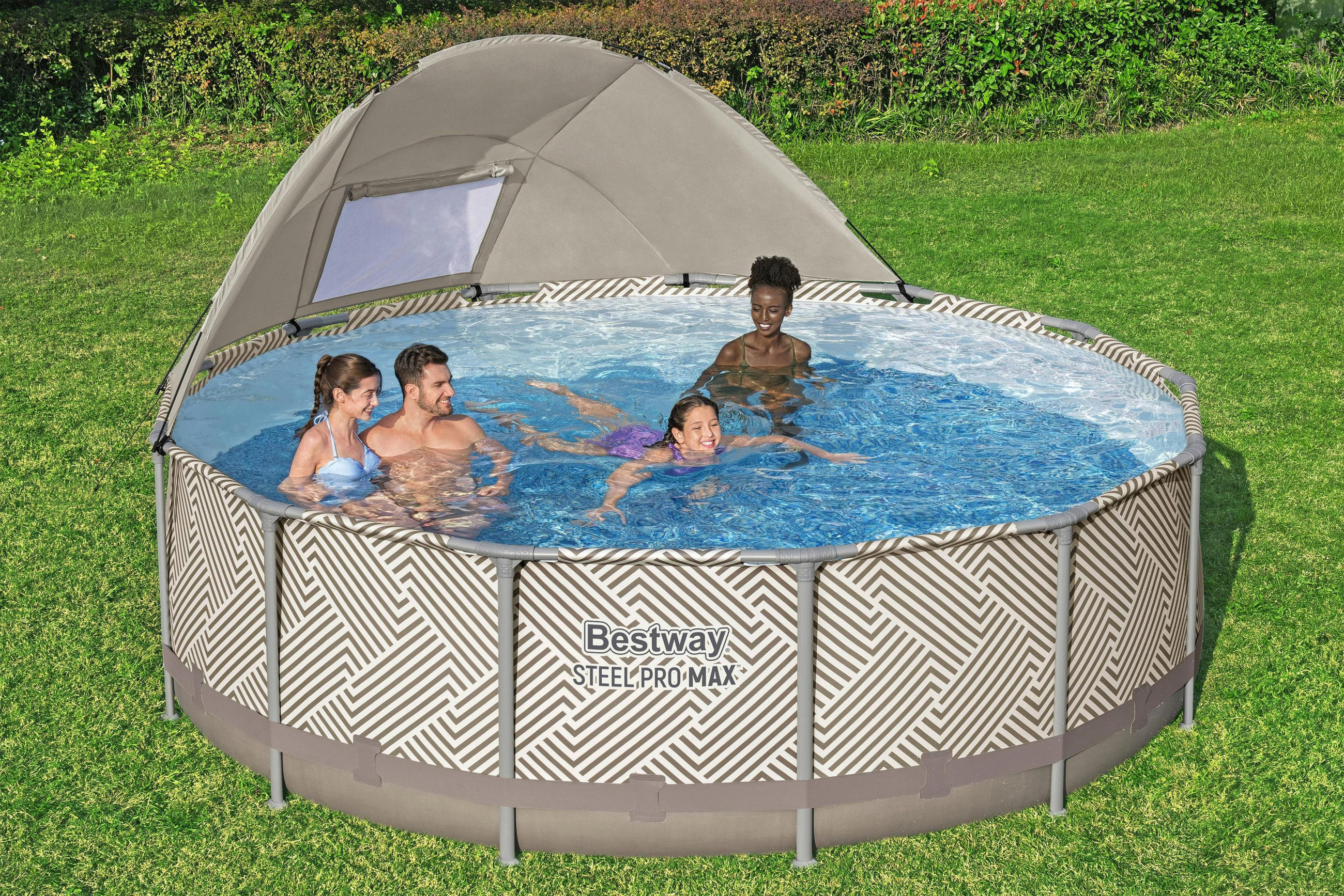 POOL 366/107 cm  - Dunkelgrau, KONVENTIONELL, Glas/Kunststoff (366/107cm) - Bestway