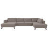 WOHNLANDSCHAFT in Velours Taupe  - Taupe/Wengefarben, Modern, Holz/Textil (169/348/201cm) - Trendmanufaktur