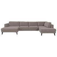 WOHNLANDSCHAFT in Velours Taupe  - Taupe/Wengefarben, Modern, Holz/Textil (169/348/201cm) - Trendmanufaktur