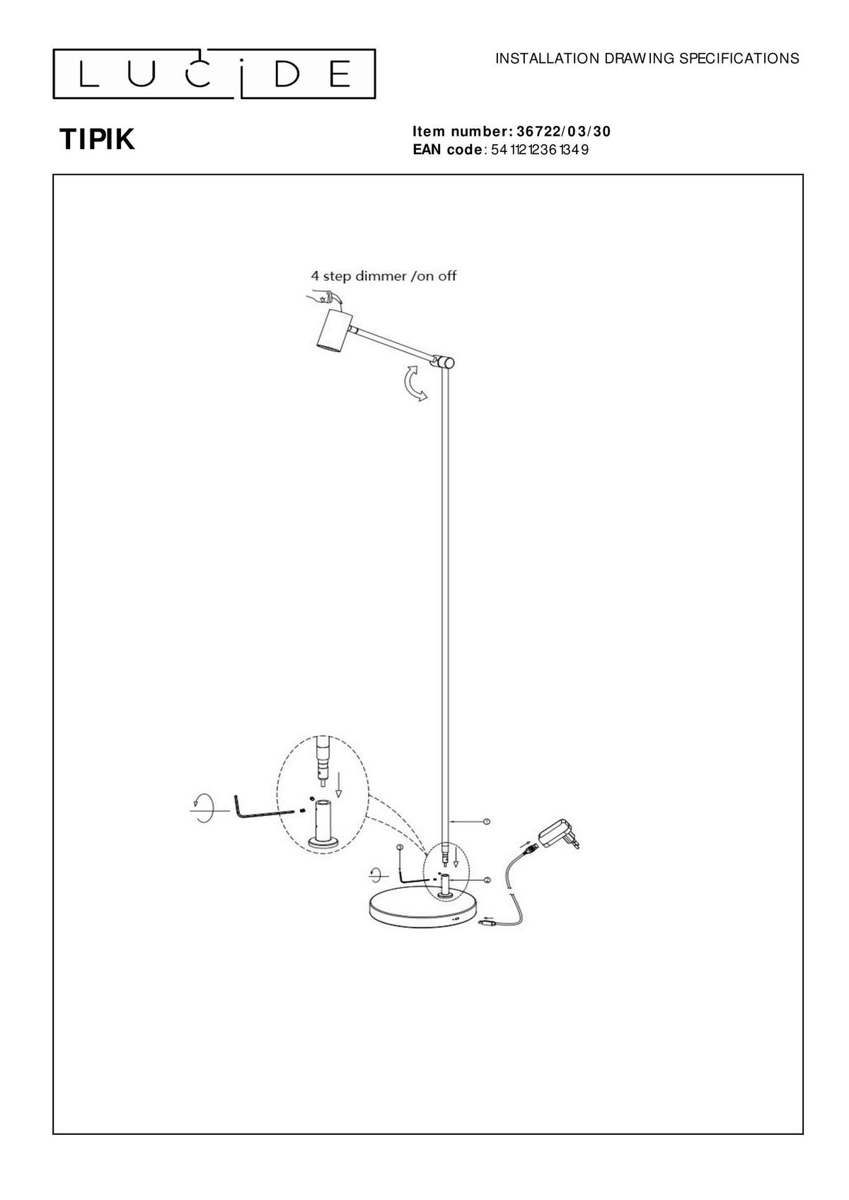 STEHLEUCHTE - Konventionell (37.3cm) - Lucide