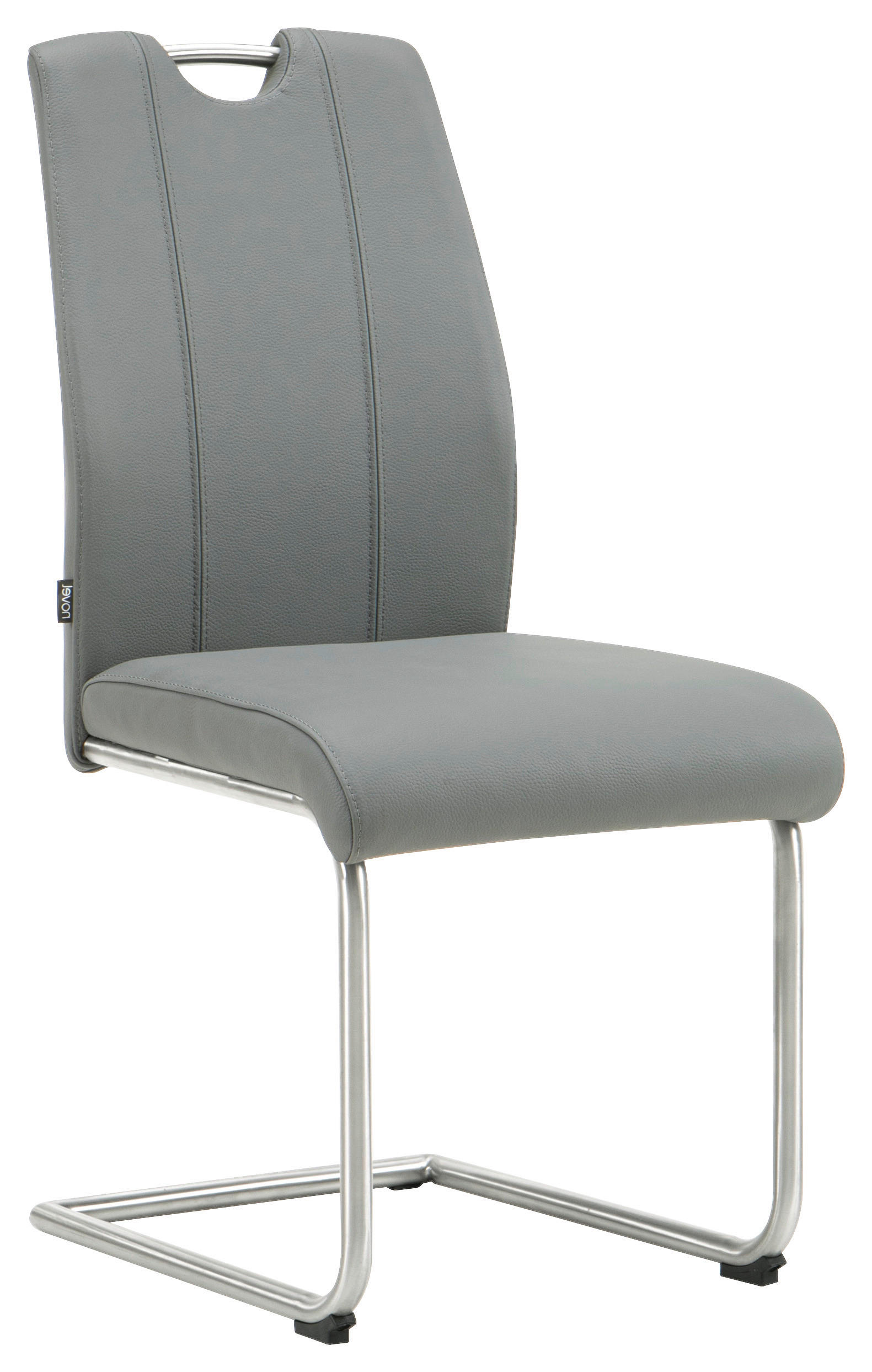 SCHWINGSTUHL  in Edelstahl Echtleder pigmentiert  - Edelstahlfarben/Grau, Design, Leder/Metall (46,5/97,5/61cm) - Novel