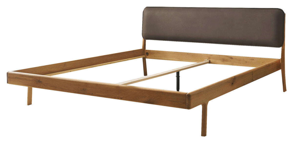 POSTELJA 180 cm   x 200 cm  , les barve hrasta  - rjavosiva/barve hrasta, Moderno, tekstil/les (180/200cm) - MID.YOU