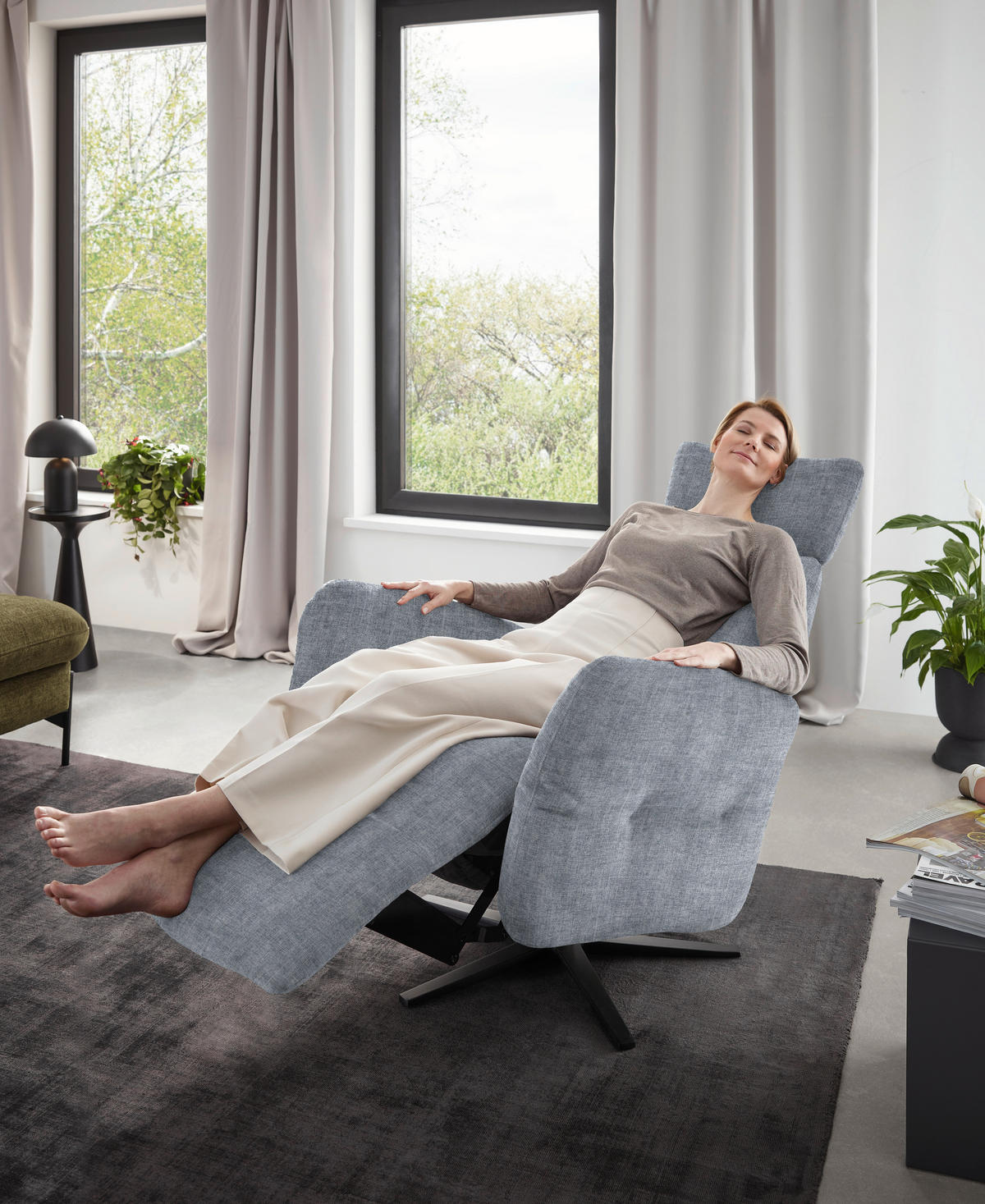 RELAXSESSEL in Textil Blaugrau  - Blaugrau/Schwarz, Design, Textil/Metall (78/113/90cm) - Dieter Knoll