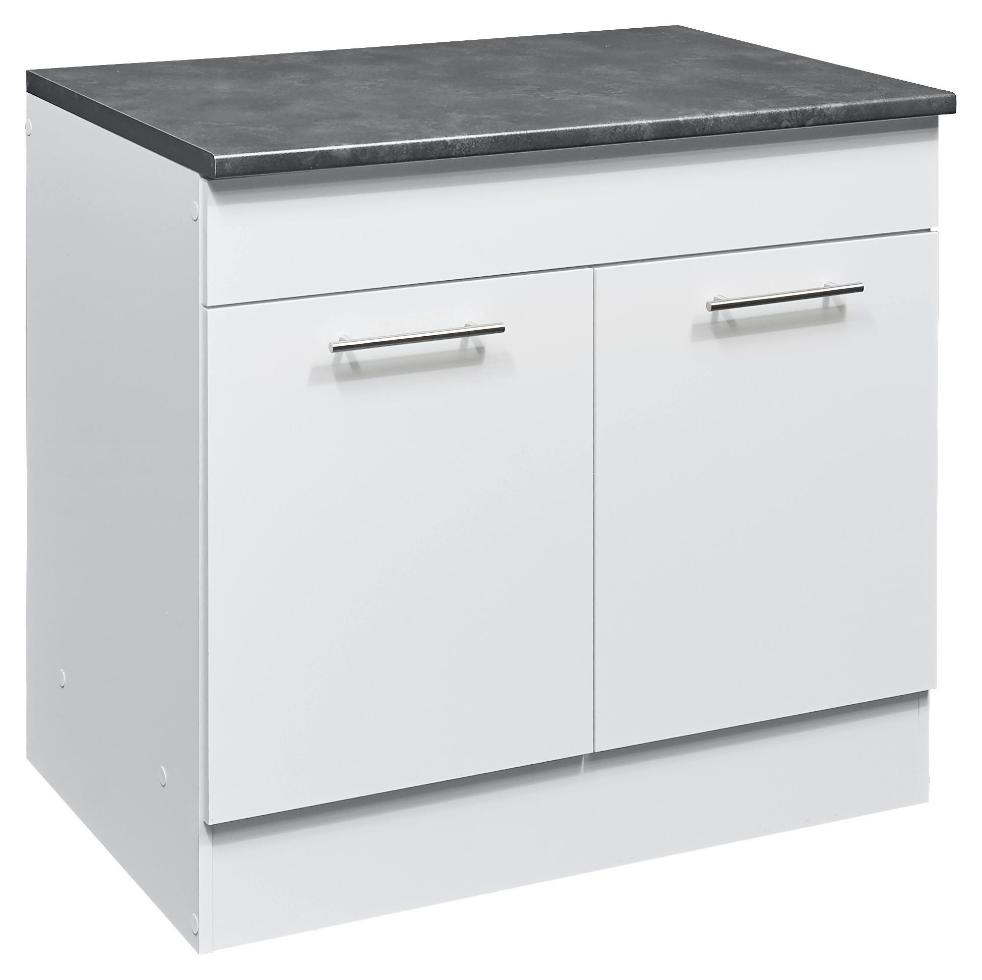 SPÜLENUNTERSCHRANK 100/90/60 cm  in Weiß, Grau  - Edelstahlfarben/Weiß, KONVENTIONELL, Holzwerkstoff/Metall (100/90/60cm) - MID.YOU