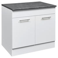 SPÜLENUNTERSCHRANK 100/90/60 cm  in Weiß, Grau  - Edelstahlfarben/Weiß, KONVENTIONELL, Holzwerkstoff/Metall (100/90/60cm) - MID.YOU