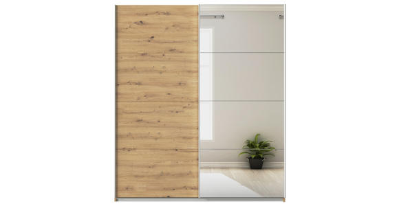SCHWEBETÜRENSCHRANK  in Eiche Artisan  - Alufarben/Eiche Artisan, KONVENTIONELL, Glas/Holzwerkstoff (181/229/62cm) - Xora