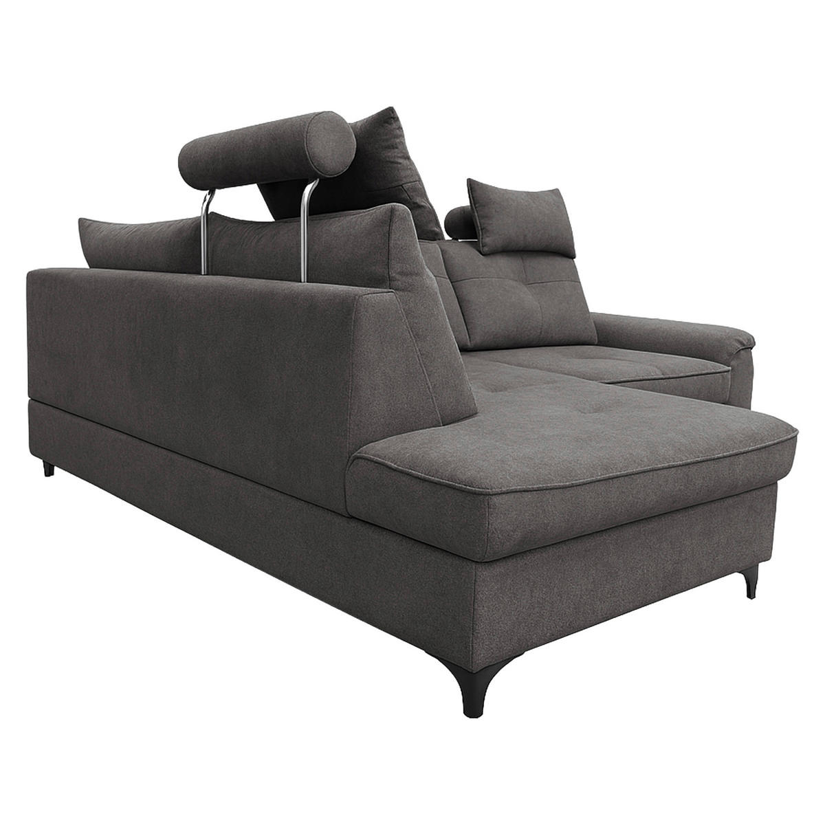 ECKSOFA SOLEI in Chenille Dunkelgrau  203/265 cm  - Dunkelgrau/Schwarz, Design, Kunststoff/Textil (203/265cm) - MID.YOU