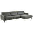 ECKSOFA Anthrazit Echtleder Kopfteilverstellung  - Anthrazit/Schwarz, Design, Leder/Metall (323/179cm) - Dieter Knoll