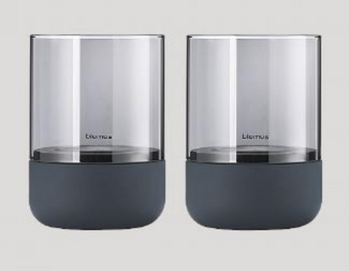 WINDLICHTSET Dunkelgrau 7,2/9,5 cm  - Dunkelgrau, Glas/Stein (7,2/9,5cm) - Blomus