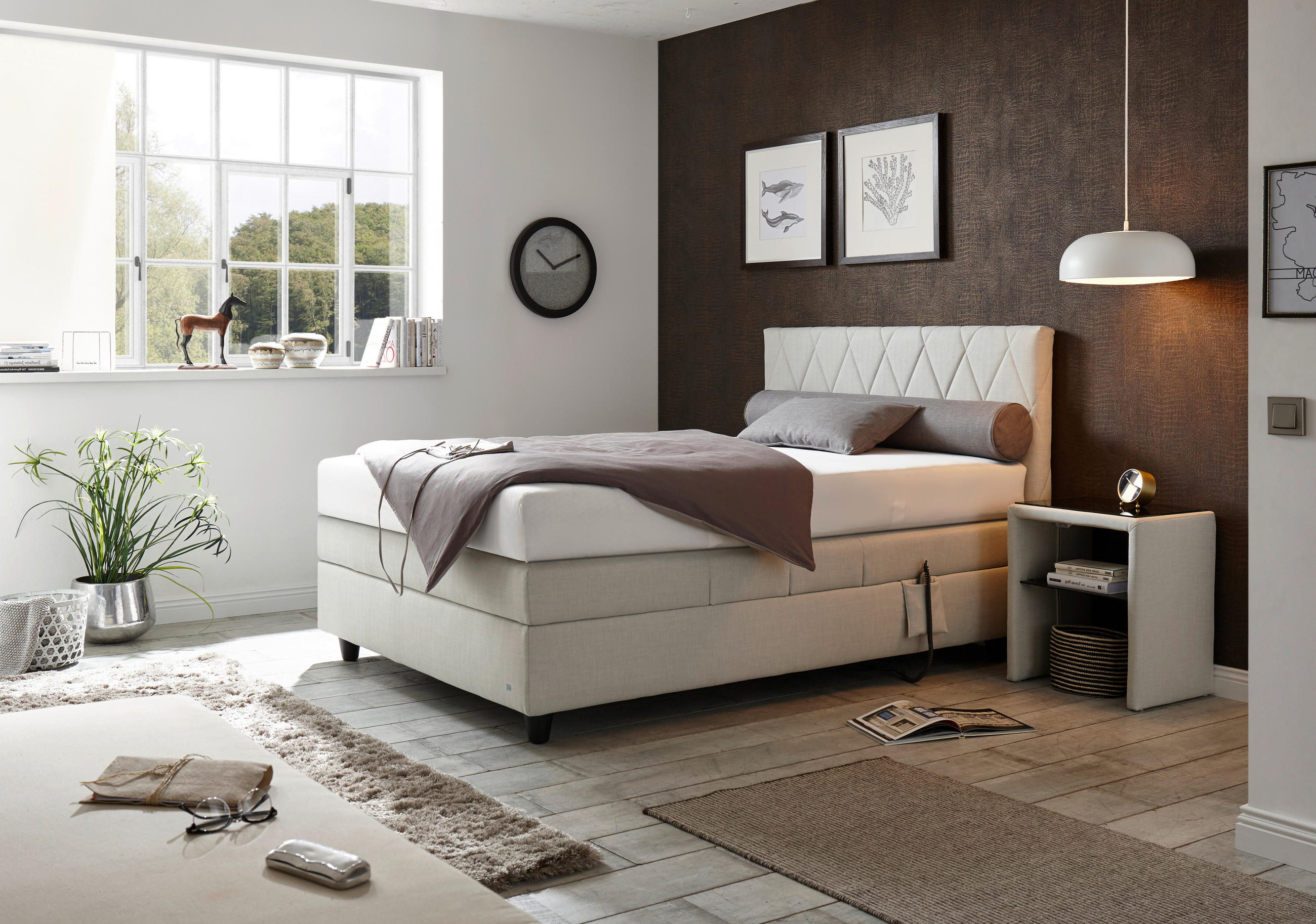 BOXSPRINGBETT 140/200 cm  in Hellgrau  - Hellgrau/Schwarz, Design, Kunststoff/Textil (140/200cm) - RUF Betten