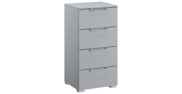 KOMMODE , 40/81/42 cm, 4 Schublade(n)  - Silberfarben/Hellgrau, Design, Holzwerkstoff/Kunststoff (40/81/42cm) - Novel