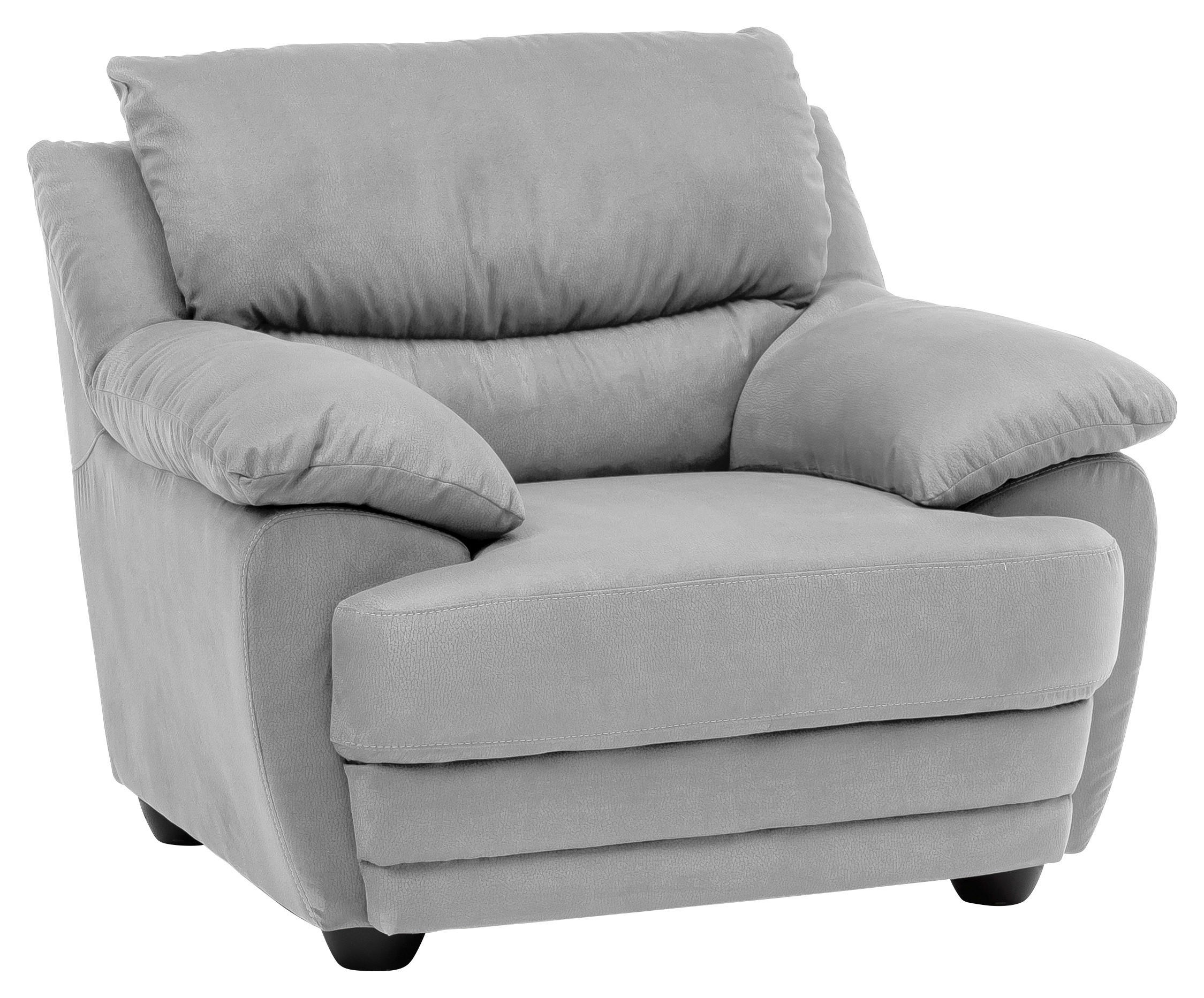 SESSEL Mikrofaser Hellgrau    - Hellgrau/Schwarz, Design, Kunststoff/Textil (117/97/100cm) - Livetastic
