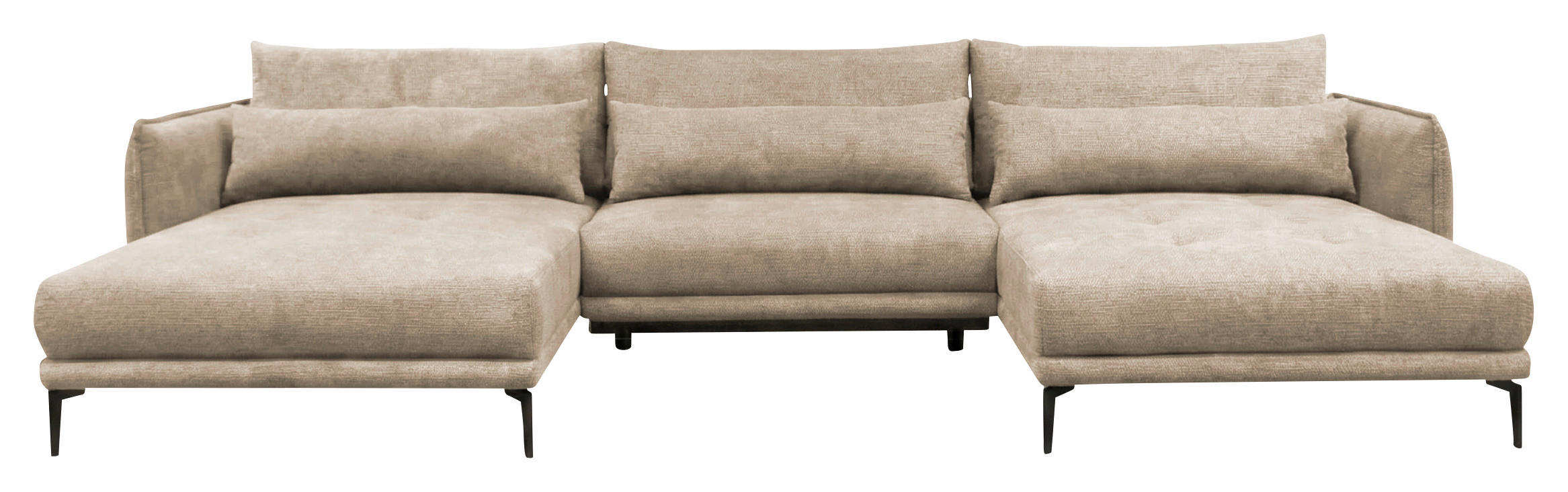 WOHNLANDSCHAFT LAGACY U Beige Flachgewebe  - Beige/Schwarz, Design, Textil/Metall (193/368/193cm) - MID.YOU