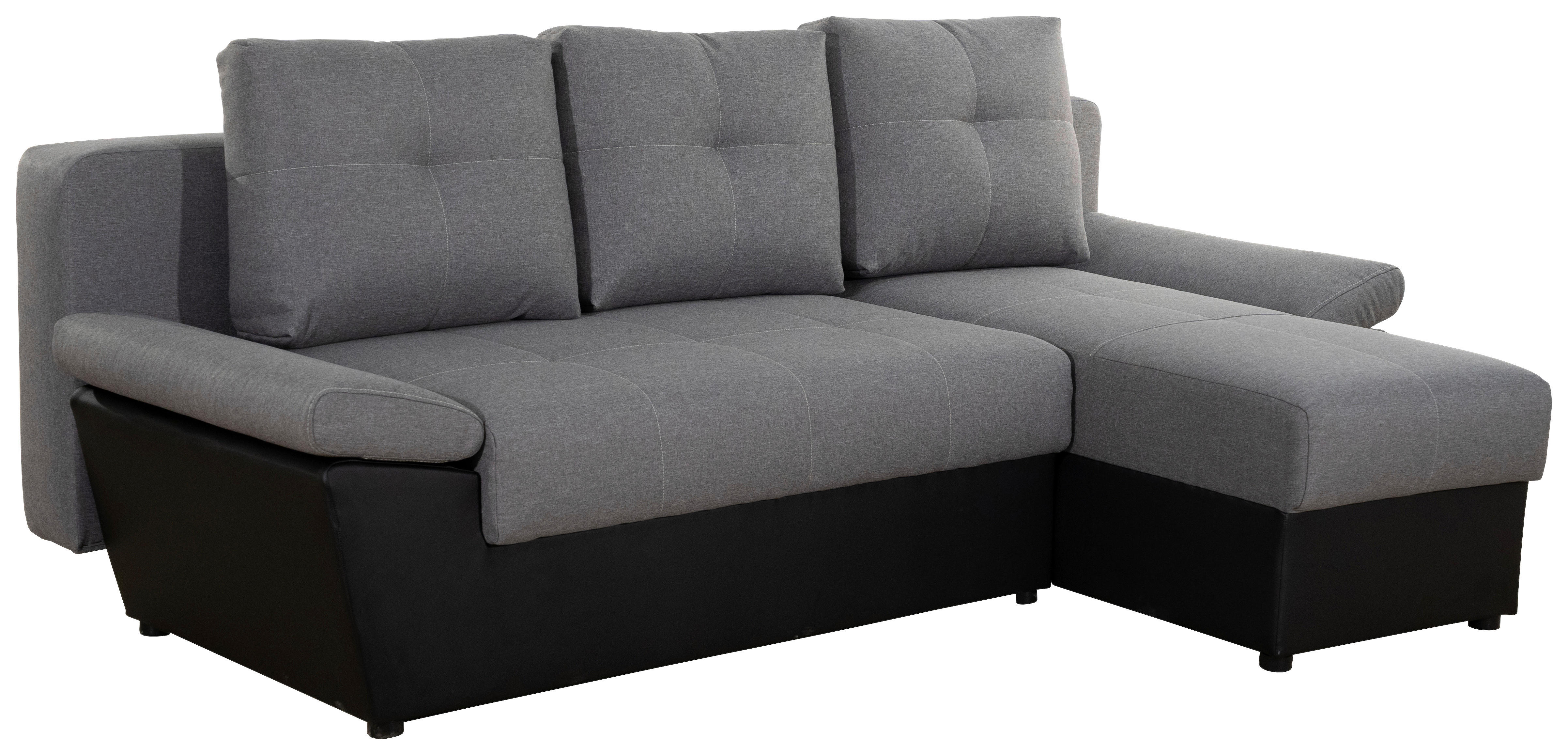 ECKSOFA in Velours Graphitfarben, Schwarz  - Schwarz/Graphitfarben, Design, Holz/Kunststoff (217/145cm) - MID.YOU