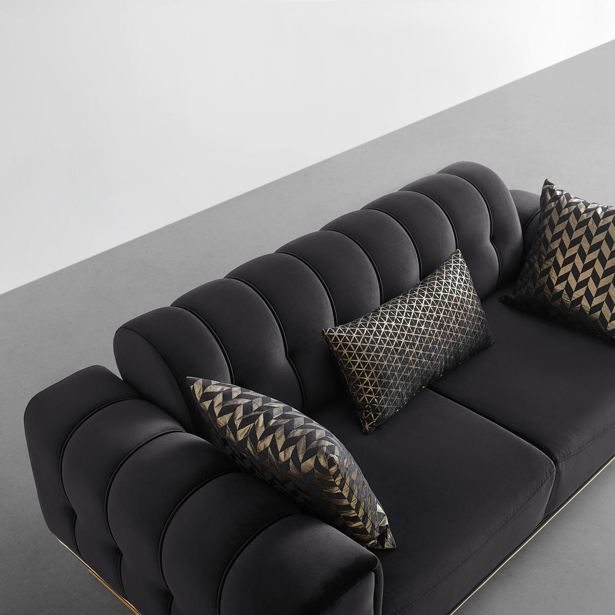 Canapea Cu 2 Locuri, textil, negru - auriu/negru, Lifestyle, textil (190/80/90cm) - Based