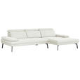 ECKSOFA Creme Webstoff  - Creme/Schwarz, Design, Textil/Metall (296/188cm) - Xora