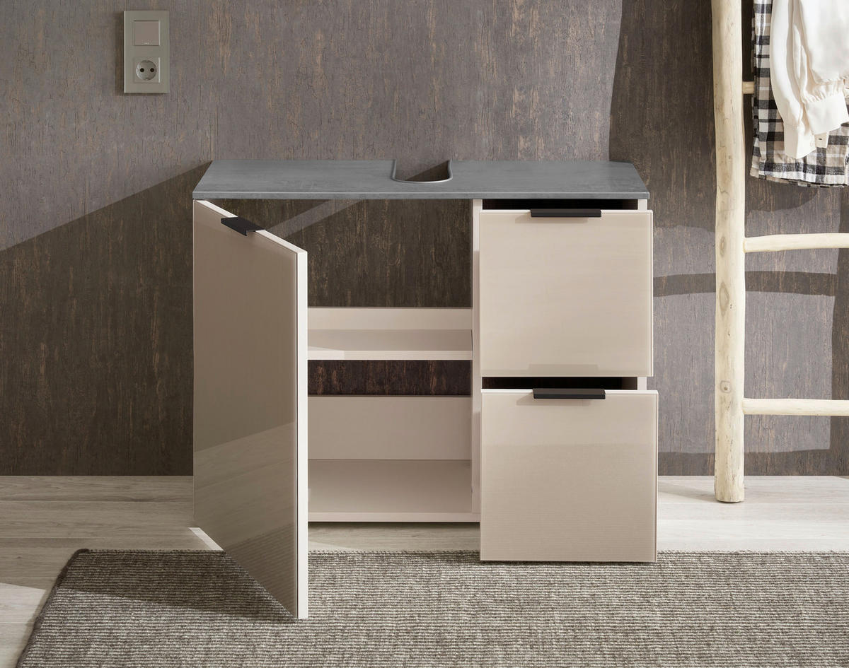 WASCHBECKENUNTERSCHRANK 80/60/35 cm  - Kaschmir/Anthrazit, LIFESTYLE, Glas/Holzwerkstoff (80/60/35cm) - home24