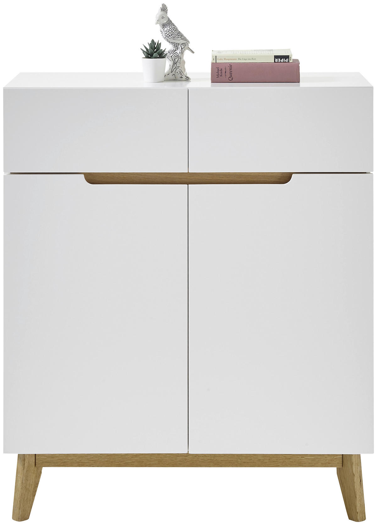 SCHUHSCHRANK Eiche furniert Naturfarben, Weiß  - Weiß/Naturfarben, Design, Holz/Holzwerkstoff (85/101/40cm) - Livetastic