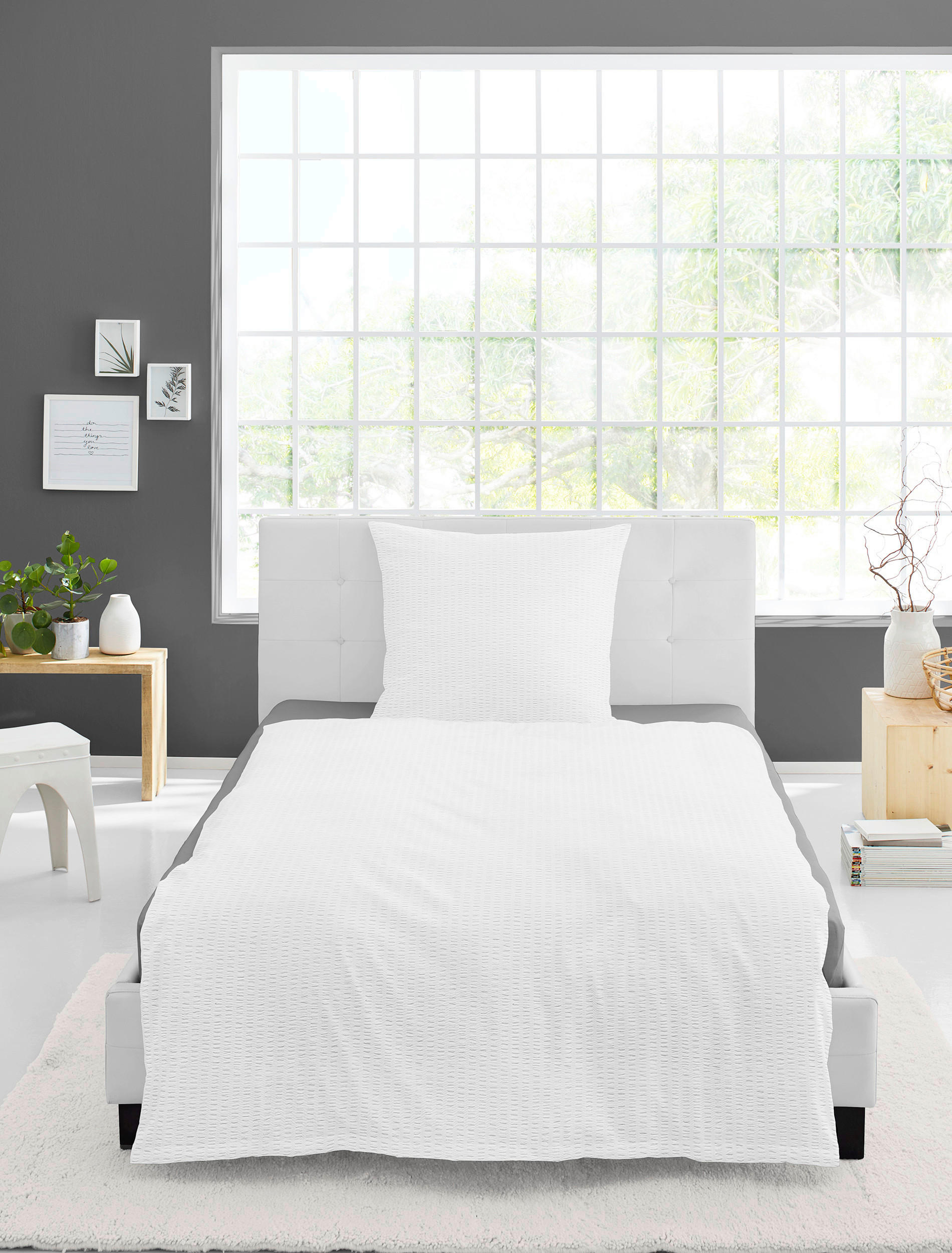 Thumbnail - Bierbaum Bettwäsche, Weiß, Textil, Uni, 200x200 cm, pflegeleicht, hautfreundlich, bügelleicht, weiche und anschmiegsame ...