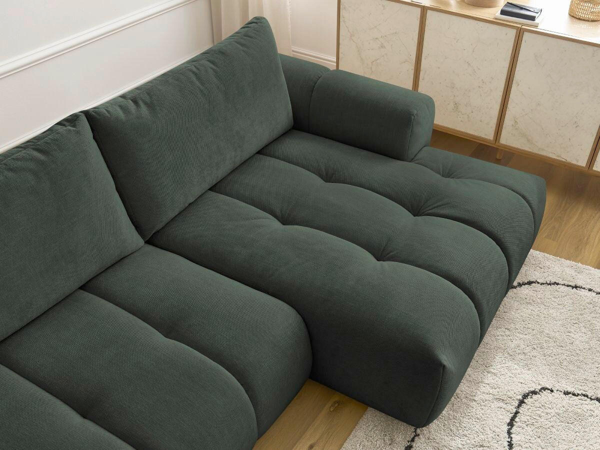 ECKSCHLAFSOFA FUJI Leinenoptik Grün  inkl.  - Schwarz/Grün, MODERN, Kunststoff/Textil (292/160cm)