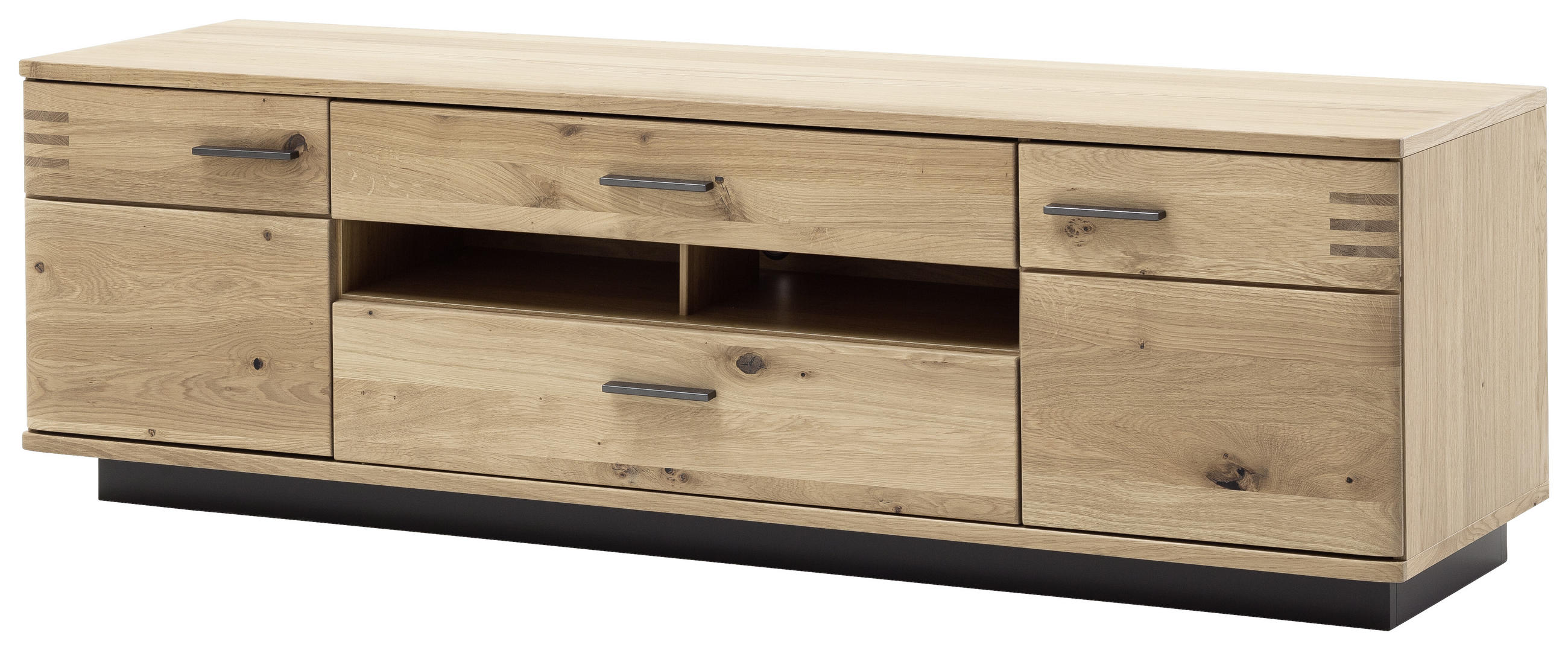 TV-ELEMENT Balkeneiche furniert, massiv Eichefarben - Eichefarben/Anthrazit, Design, Holz/Holzwerkstoff (180/56/50cm) - Livetastic