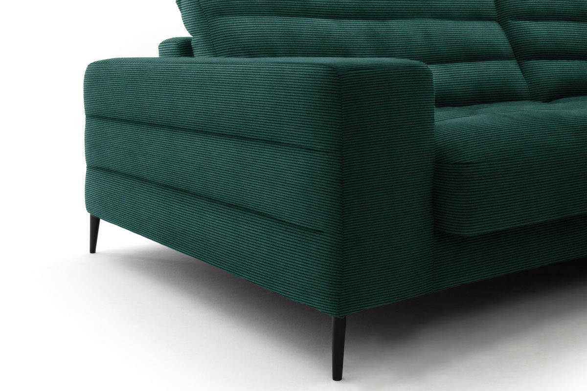 ECKSOFA in Cord Grün  - Schwarz/Grün, Design, Textil/Metall (296/207cm) - Dieter Knoll