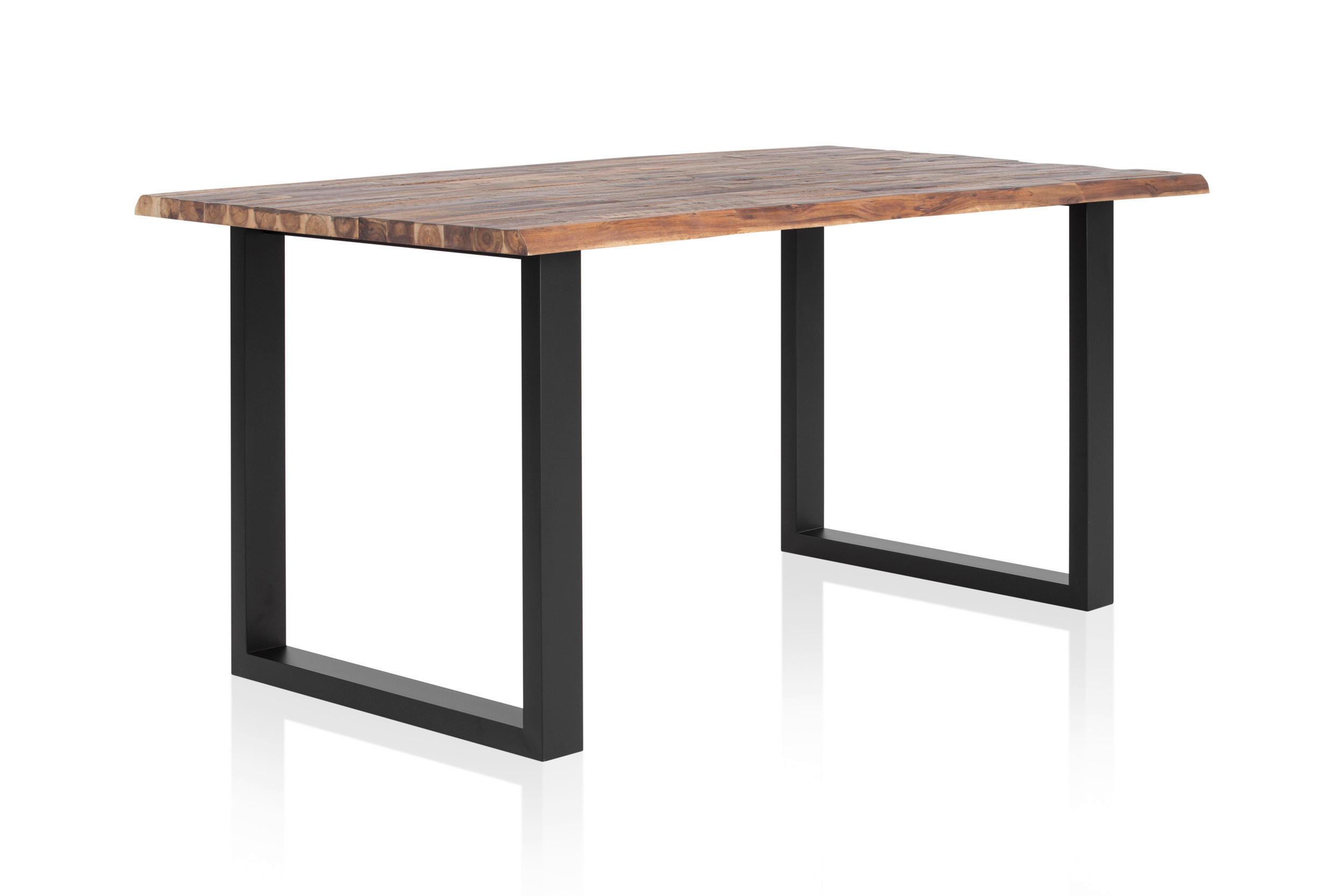 ESSTISCH Akazie vollmassiv rechteckig Naturfarben, Schwarz  - Schwarz/Naturfarben, MODERN, Holz/Metall (140/80/75cm) - Livetastic