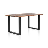ESSTISCH Akazie vollmassiv rechteckig Naturfarben, Schwarz  - Schwarz/Naturfarben, MODERN, Holz/Metall (140/80/75cm) - Livetastic