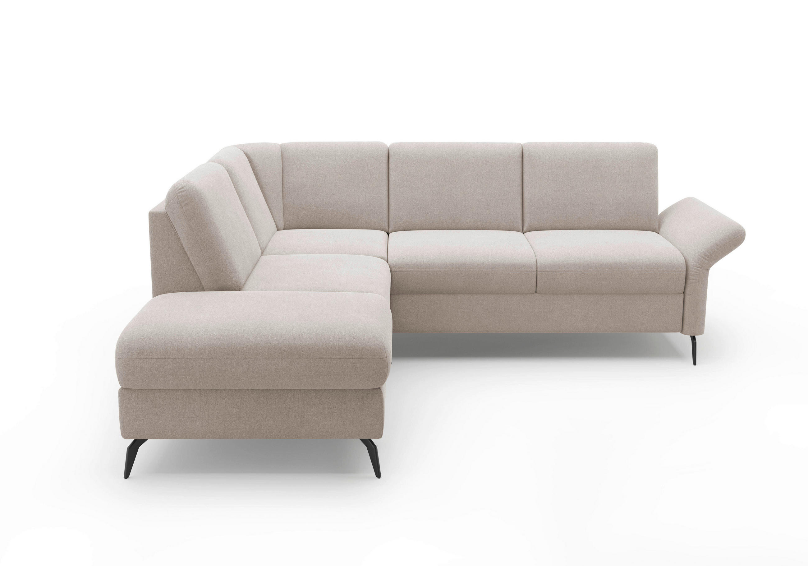 ECKSOFA ROCHELLE E Greige Flachgewebe  - Greige/Schwarz, KONVENTIONELL, Textil/Metall (216/240cm) - Sit & More