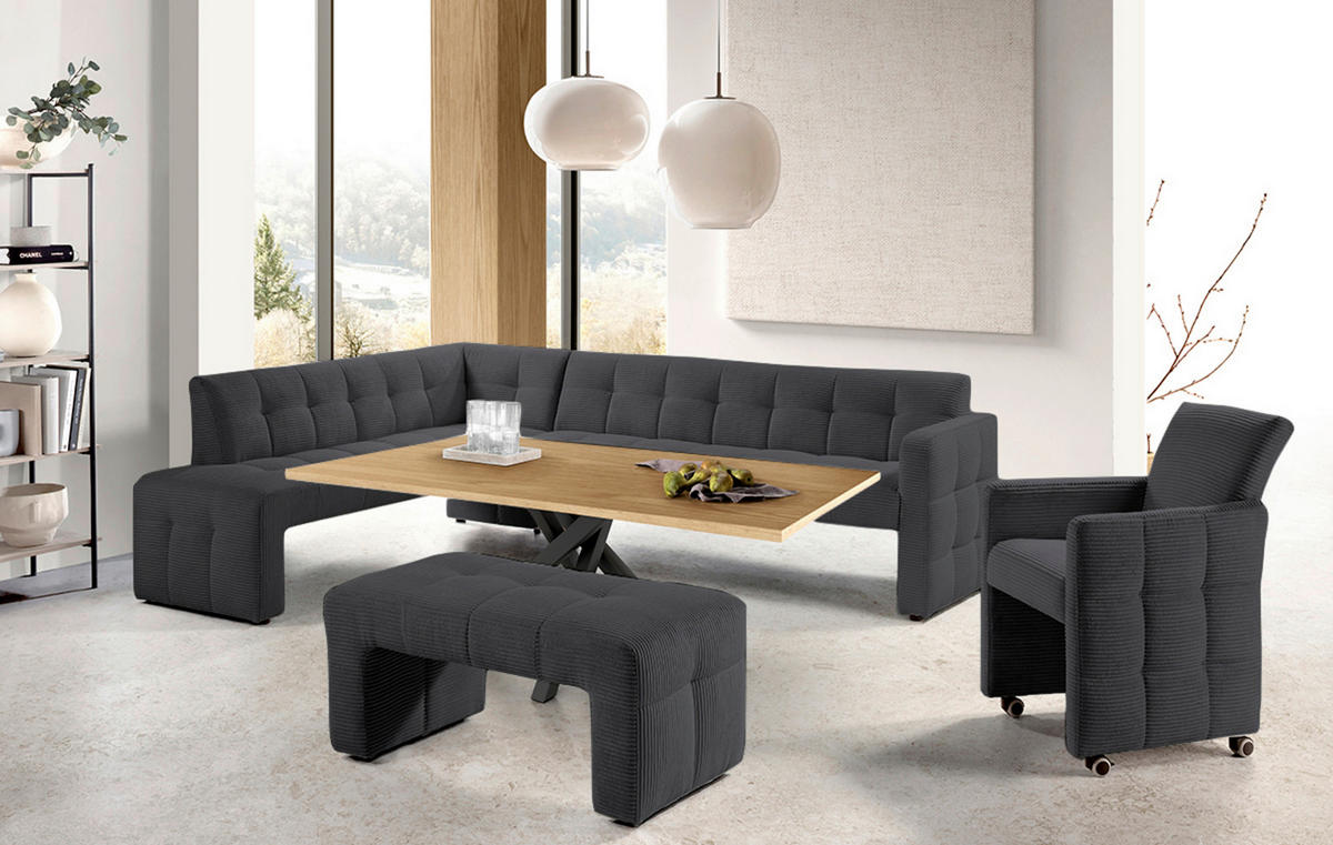 KLUPA KUTNA  antracit  drvo, tekstil, drvni materijal      - crna/antracit, Moderno, drvni materijal/drvo (265/197cm) - Livetastic