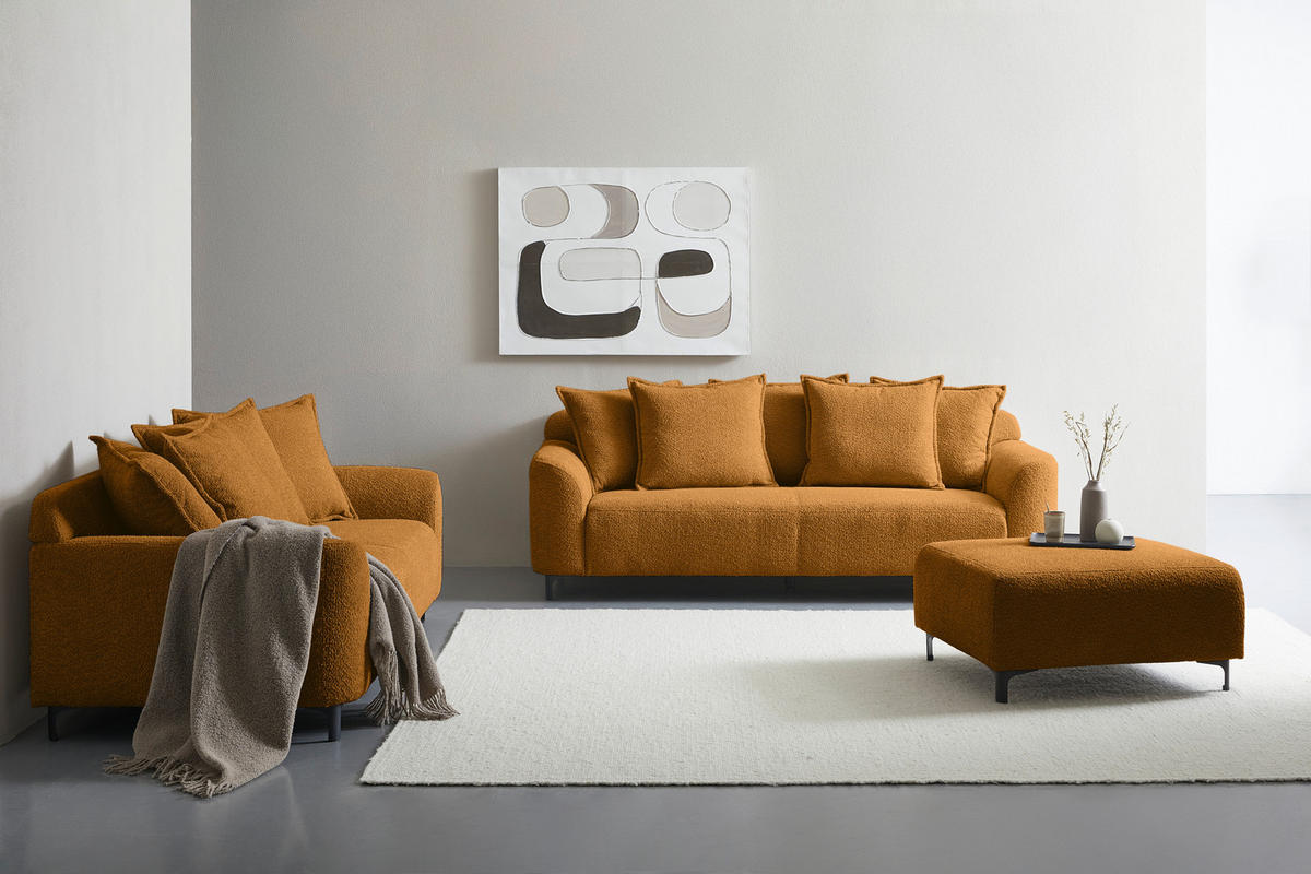 HOCKER Chenille Goldfarben  - Goldfarben/Schwarz, KONVENTIONELL, Textil/Metall (99/46/77cm) - Carryhome