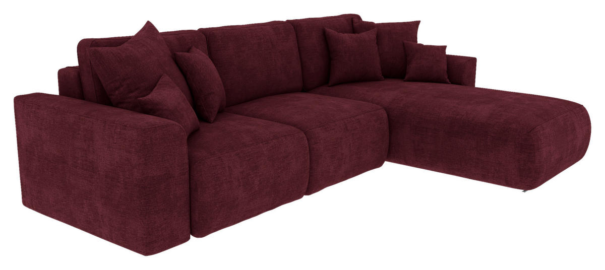 ECKSOFA in Samt Bordeaux  293/195 cm  - Chromfarben/Bordeaux, KONVENTIONELL, Kunststoff/Textil (293/195cm) - Carryhome