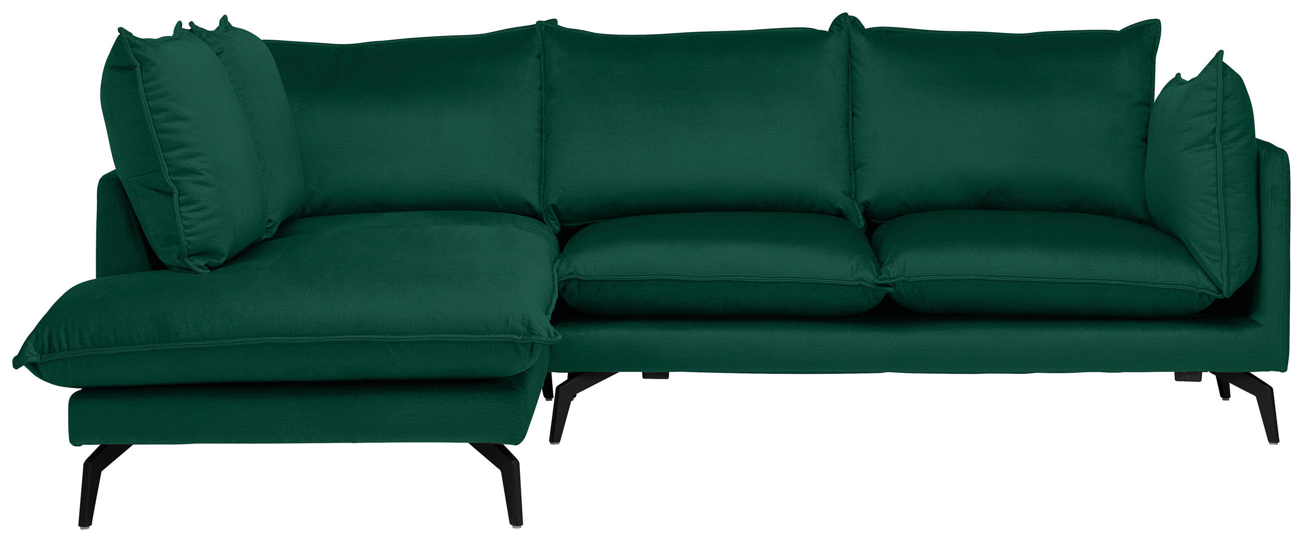 ECKSOFA  in Samt Grün  200/241 cm  - Schwarz/Grün, Design, Textil/Metall (200/241cm) - Carryhome