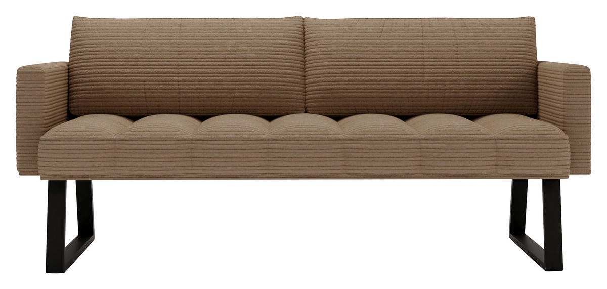 SITZBANK 200/88/69 cm Struktur Braun Metall  - Schwarz/Braun, Design, Textil/Metall (200/88/69cm) - Valdera