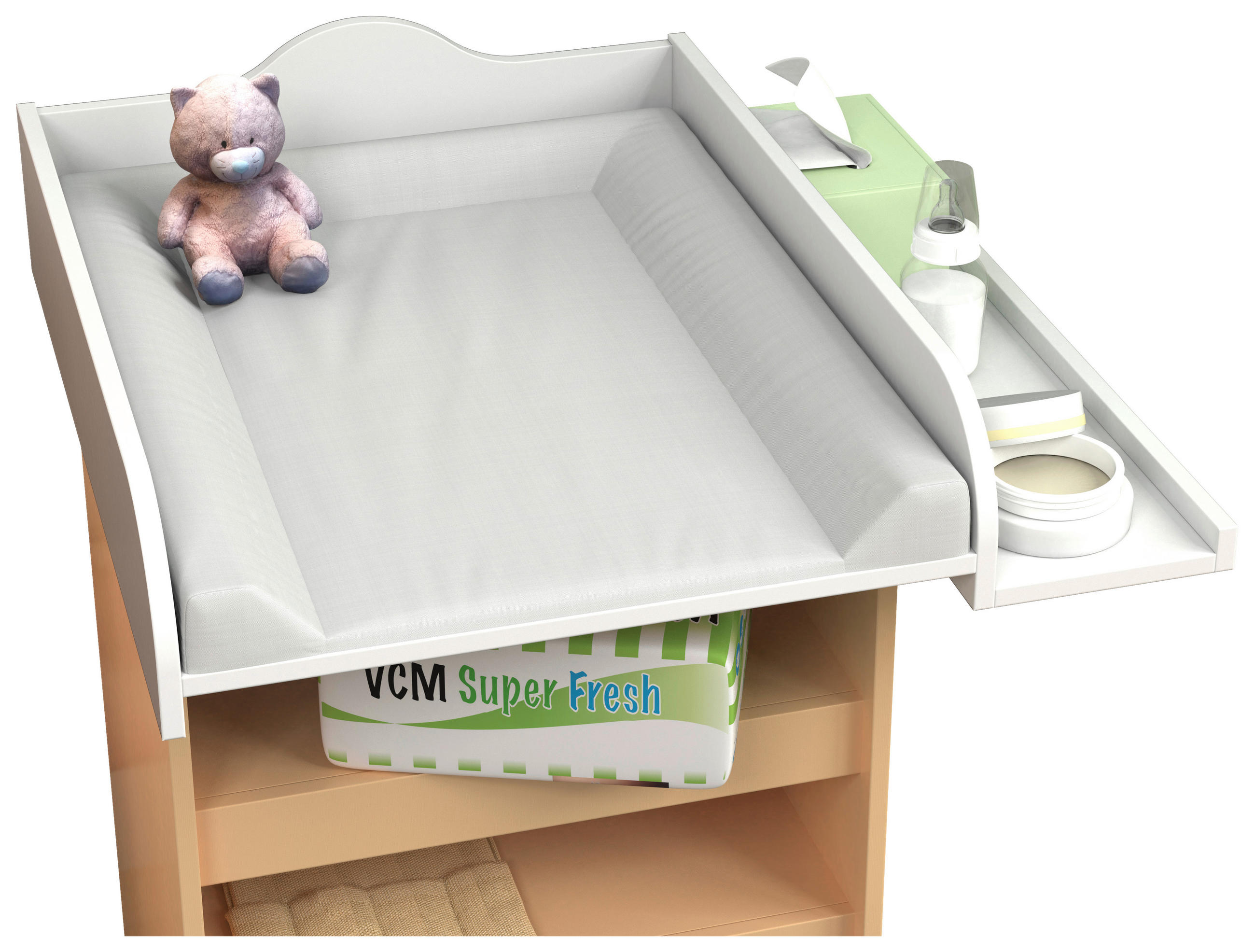 WICKELAUFSATZ Malira  - Weiss, Basics, Holzwerkstoff (81/15/72cm) - MID.YOU