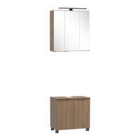 BADEZIMMER 2-teilig  in 60 cm  - Dunkelbraun/Schwarz, Natur, Glas/Holzwerkstoff (60cm) - Held