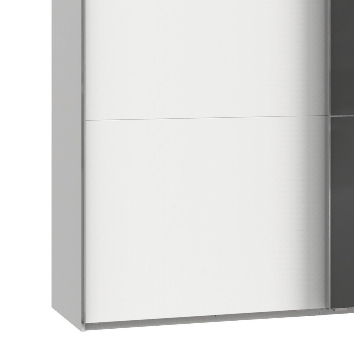 SCHWEBETÜRENSCHRANK in Grau, Weiss  - Chromfarben/Weiss, Modern, Glas/Holzwerkstoff (200/236/65cm) - MID.YOU