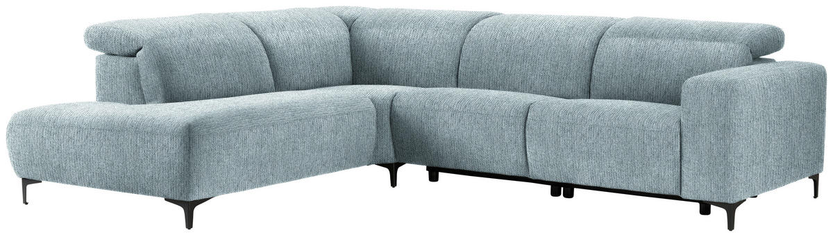 ECKSOFA in Flachgewebe Blau  - Blau/Schwarz, Design, Textil/Metall (238/290cm) - Pure Home Lifestyle
