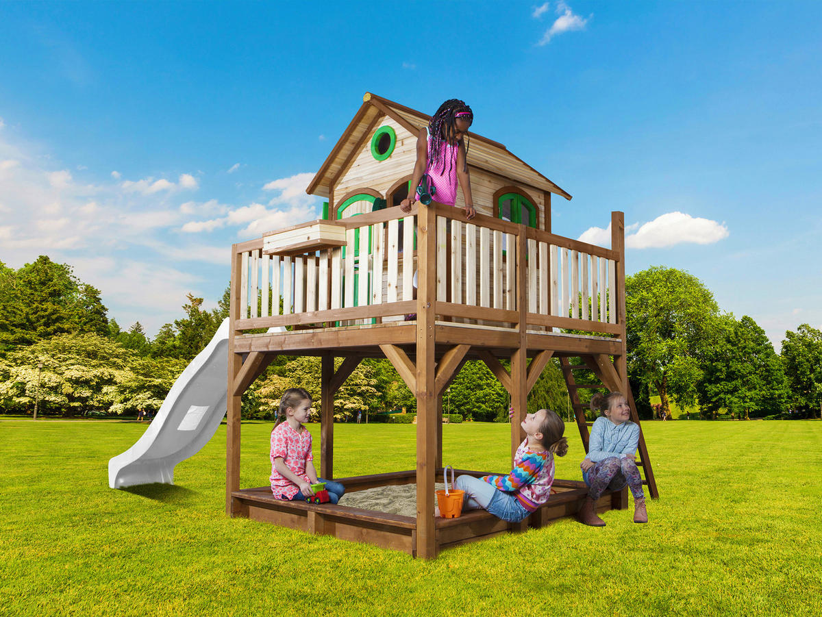 SPIELTURM 377/291/255 cm  - Weiss/Braun, Konventionell, Holz (377/291/255cm)