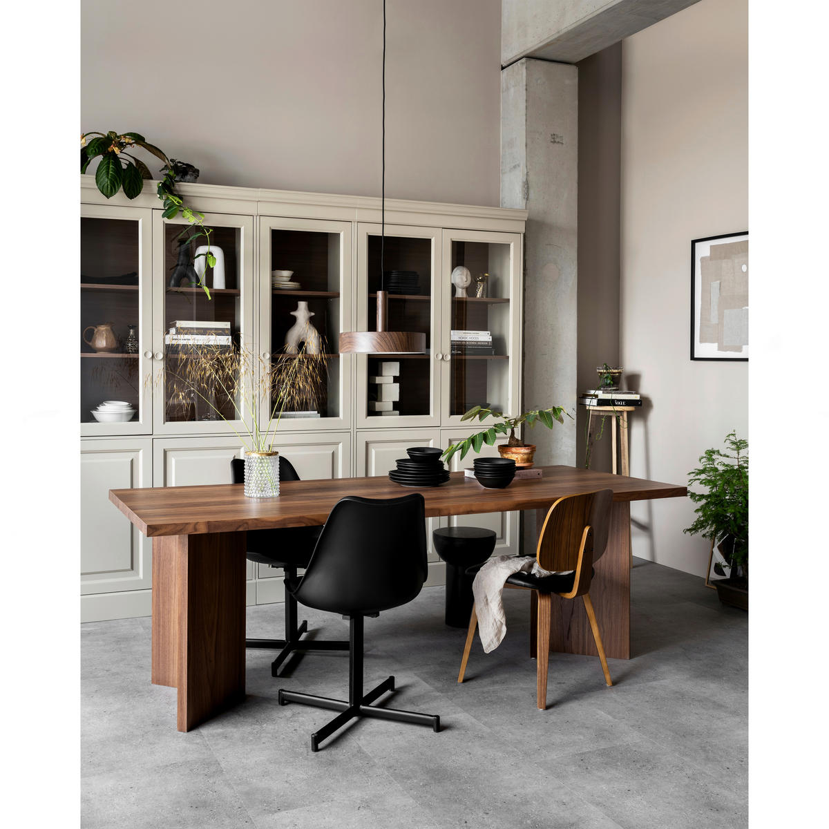 VITRINE  in massiv Kiefer Grau  - Grau, Design, Holz (105/215/40cm) - Livetastic