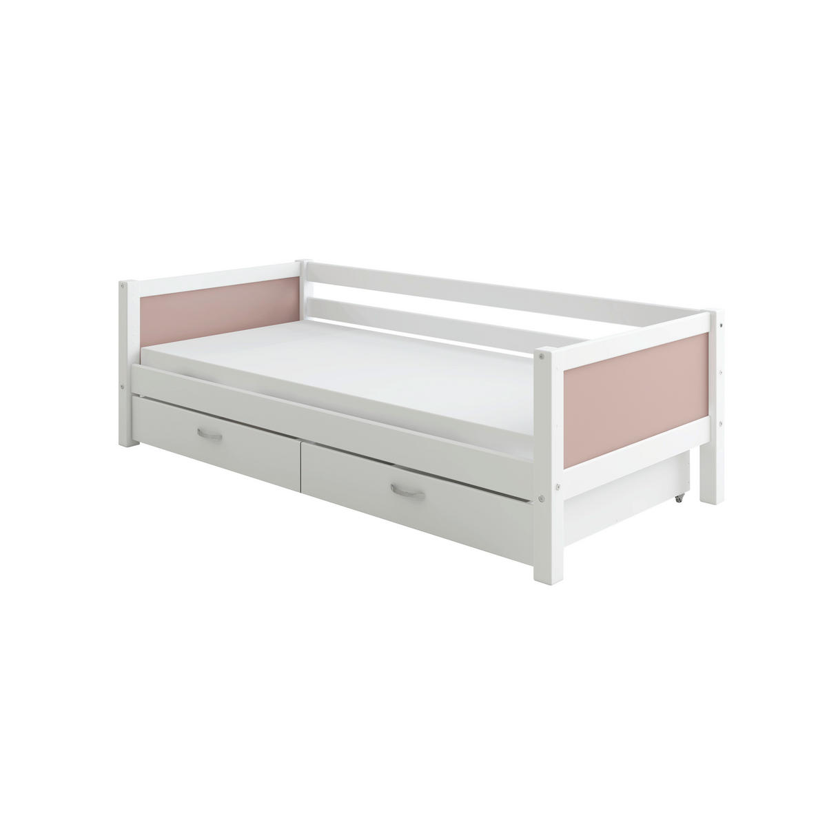 BETT 90/200 cm,  in Rosa, Weiß, Rollrost, Bettschubladen  - Rosa/Weiß, MODERN, Holz (90/200cm) - Chameo