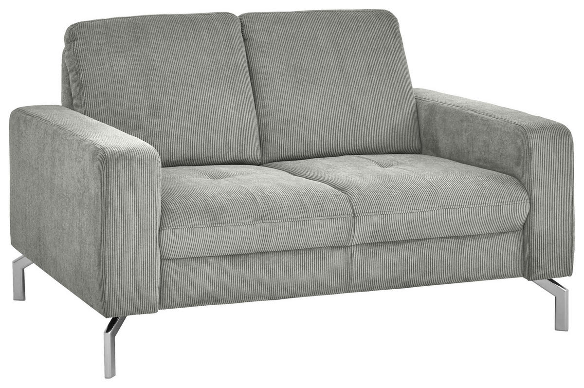 2-SITZER-SOFA  in Feincord Silberfarben  - Chromfarben/Silberfarben, Design, Textil/Metall (142/87/105cm) - Beldomo Style