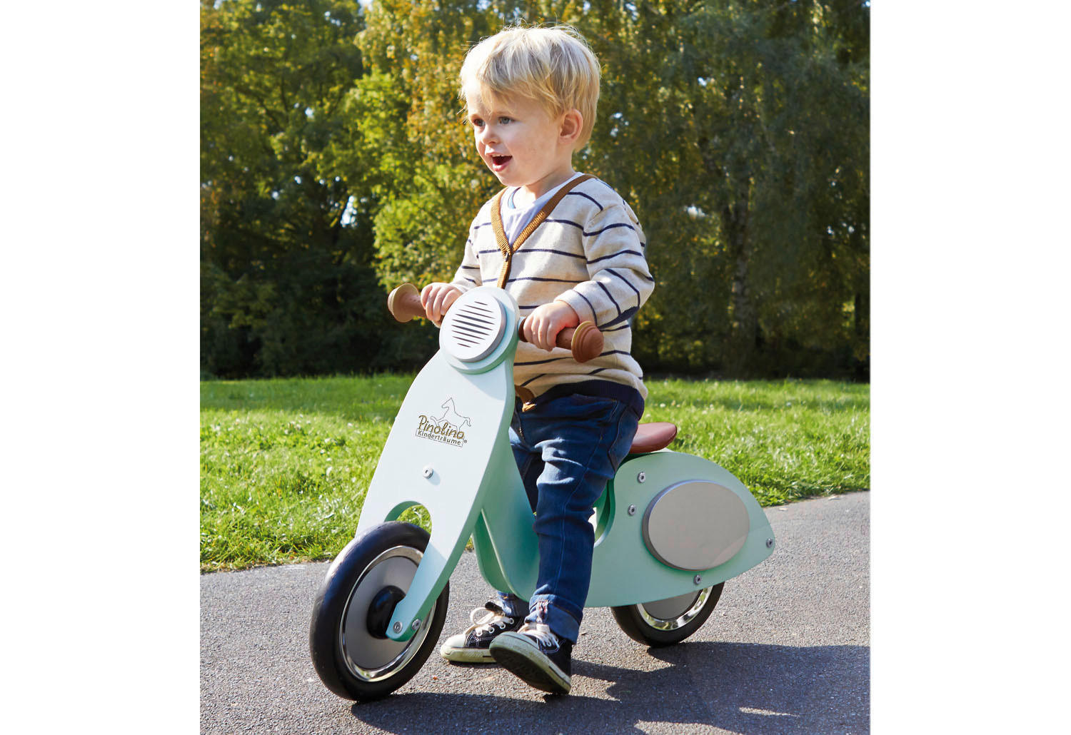 LAUFRAD Pinolino Vespa Wanda  - Silberfarben/Braun, Design, Holz (77/34/51cm) - Pinolino