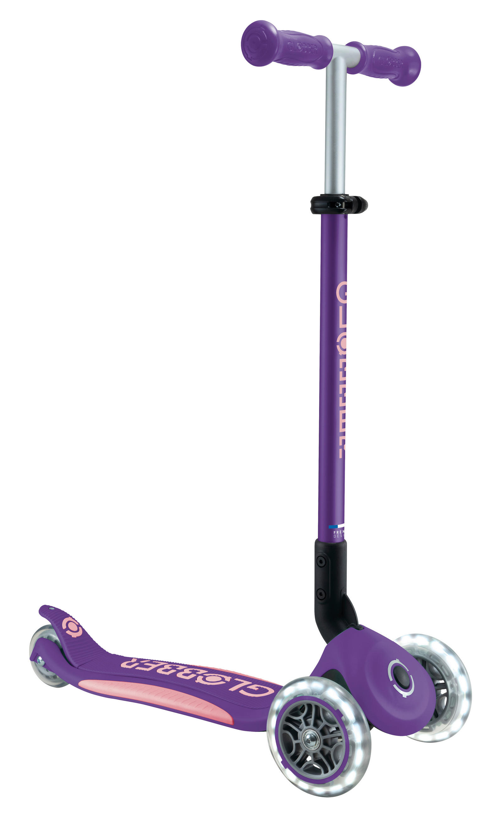 KINDERSCOOTER PRIMO FOLDABLE PLUS LIGHTS  - Hellrosa/Lila, LIFESTYLE, Kunststoff (57,5/28/82,5cm) - GLOBBER