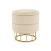 HOCKER Samt Goldfarben, Beige  - Beige/Goldfarben, Basics, Kunststoff/Textil (37,5/41/37,5cm) - Kayoom