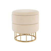 HOCKER Samt Goldfarben, Beige  - Beige/Goldfarben, Basics, Kunststoff/Textil (37,5/41/37,5cm) - Kayoom