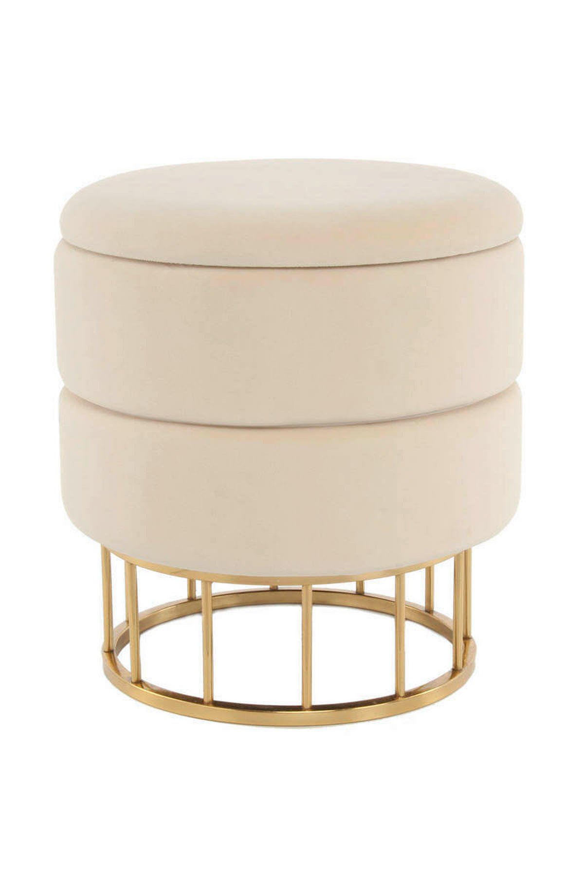 HOCKER Samt Goldfarben, Beige  - Beige/Goldfarben, Basics, Kunststoff/Textil (37,5/41/37,5cm) - Kayoom